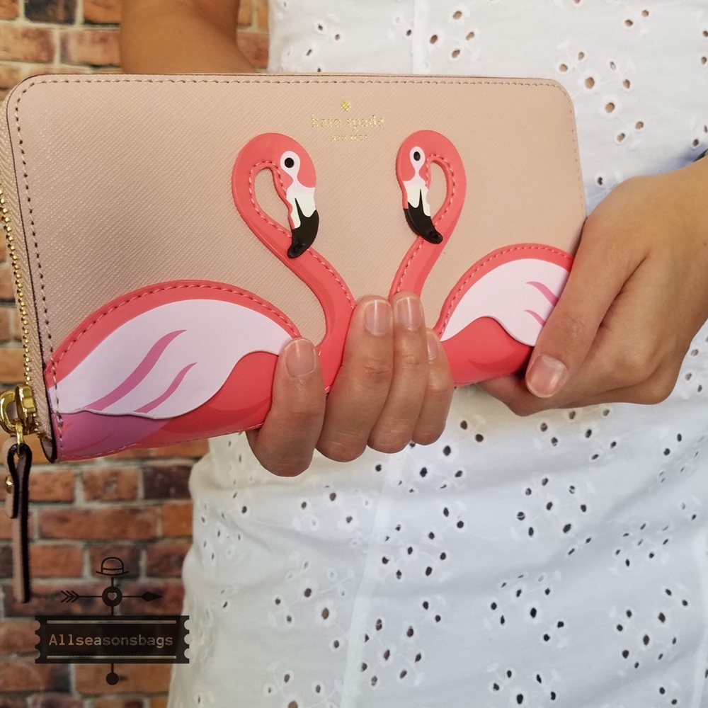 π½ Kate Spade Flamingo by the Pool Wallet Vellum - Picture 4 of 5